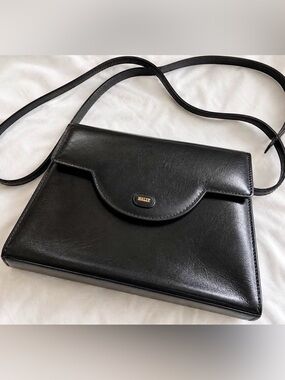Bally Black Leather Satchel with Gold Logo Accent